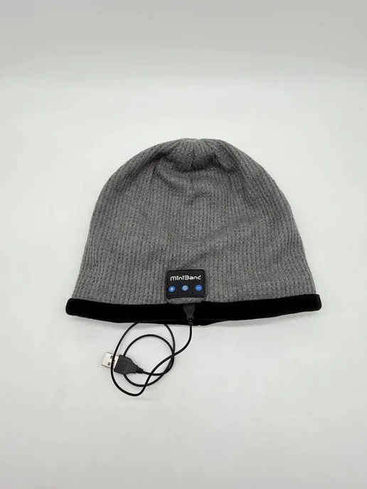 лкл2 Вязаная Bluetooth шапка, серый, фото 4