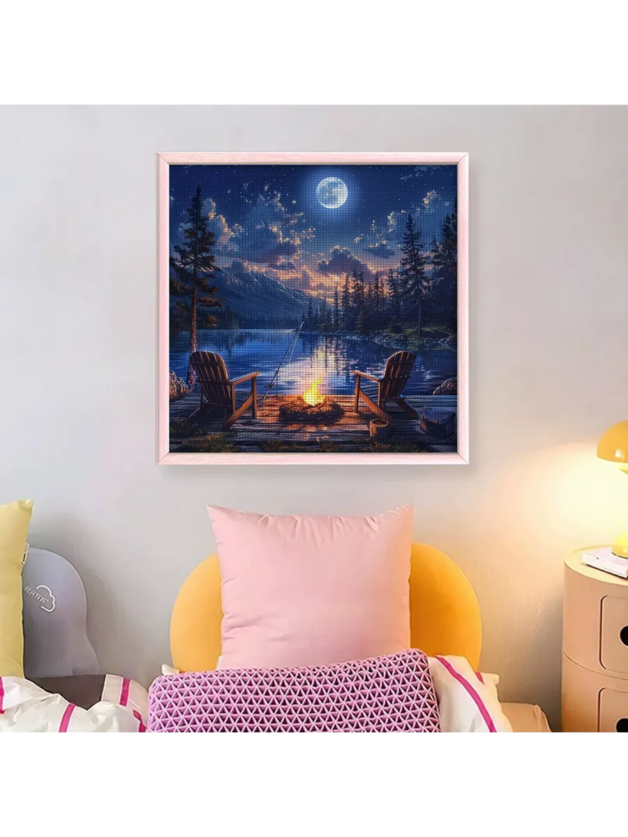 Костер Замок 14CT DIY набор вышивки 40x40см для декора