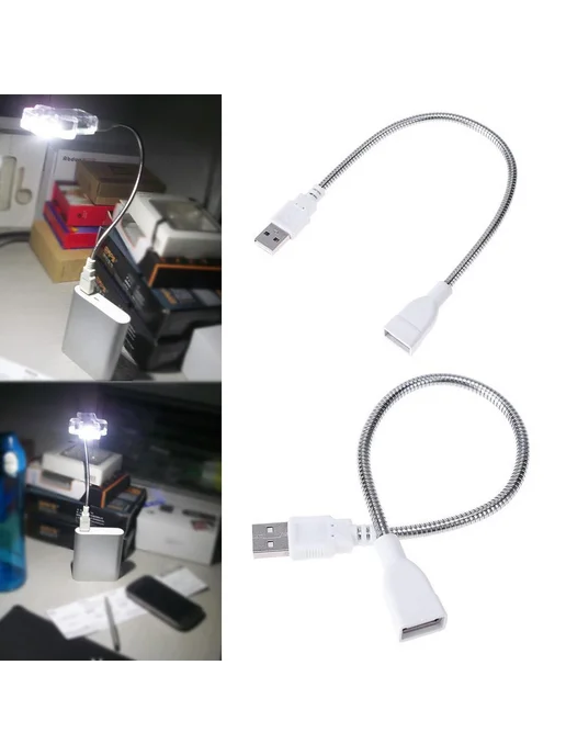 Кабель расширительный USB с LED и металлическим гофром, male, вариант