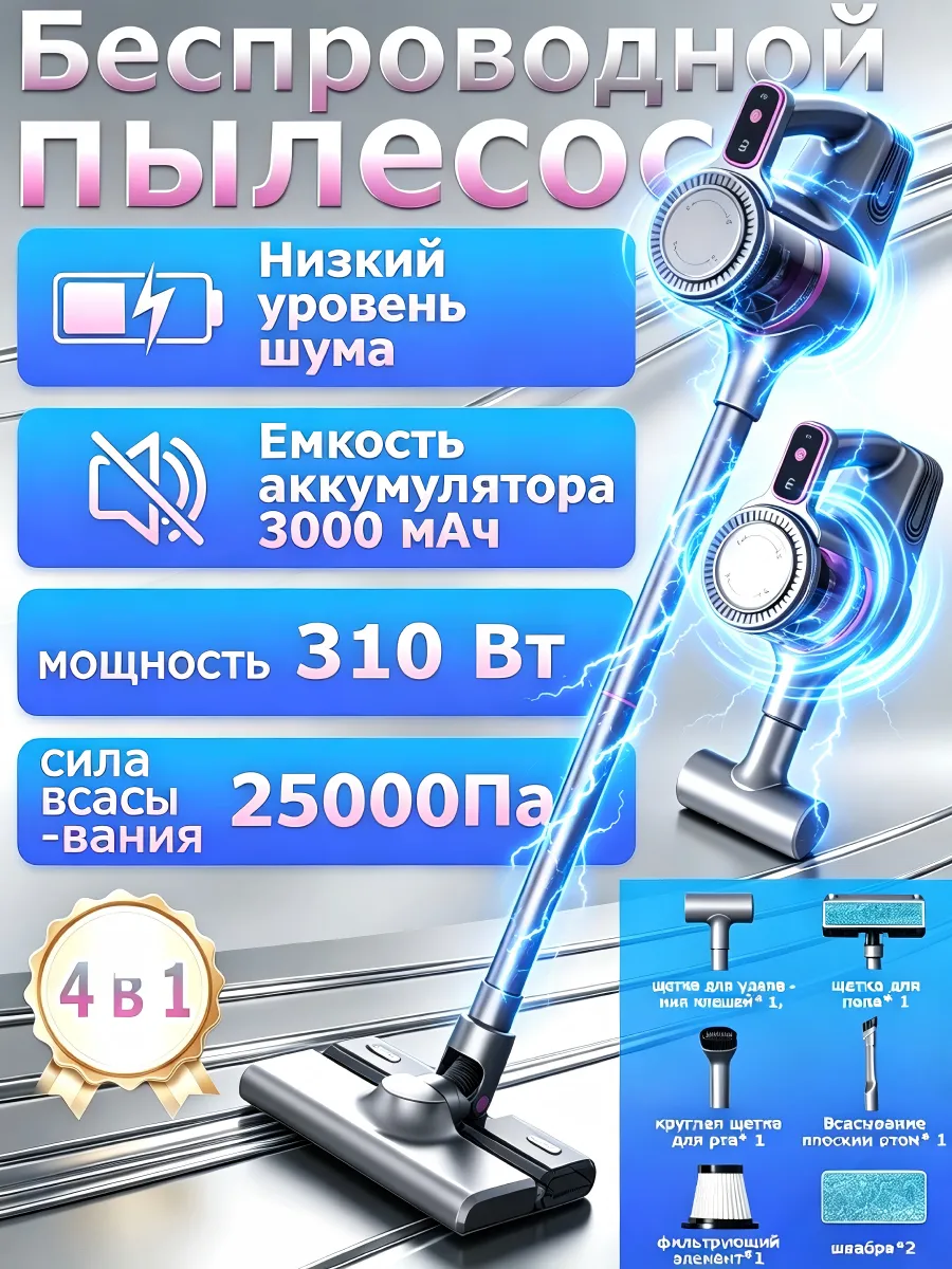 Вертикальный беспроводной пылесос-очиститель от клещей