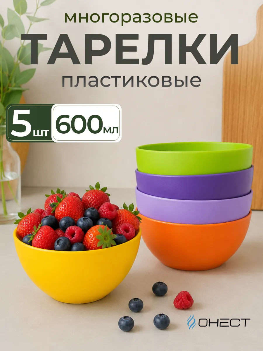 Пластиковые тарелки многоразовые набор 5 шт