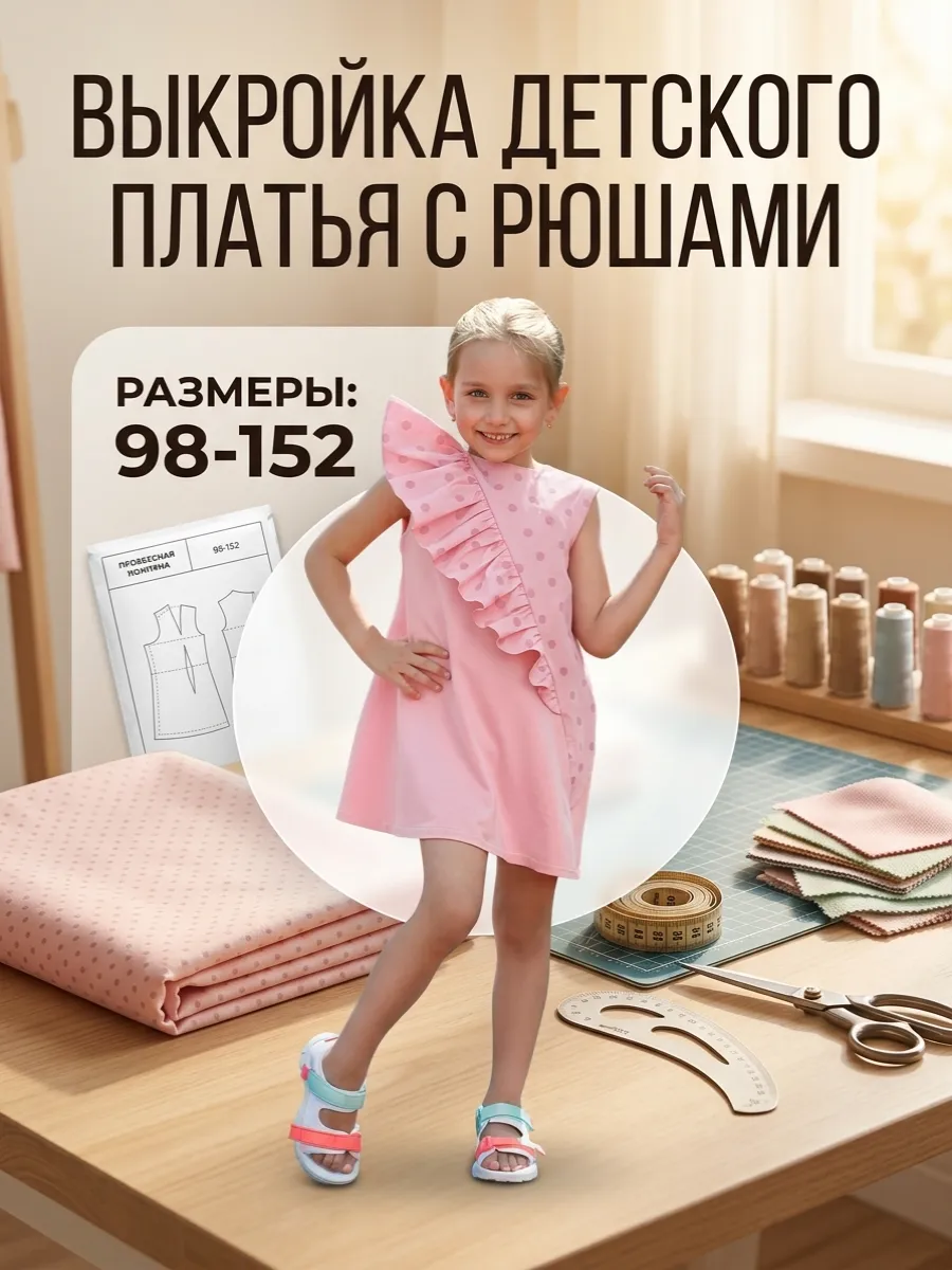 выкройка детского платья с рюшами