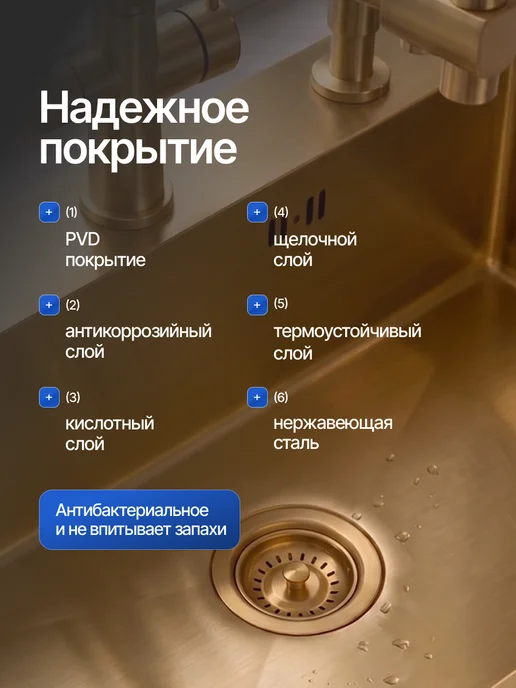 Shiny Kitchen Мойка кухонная из нержавеющей стали 55x45 см, вариант, фото 4