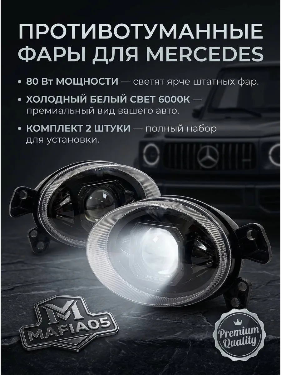 Светодиодные противотуманные фары (ПТФ) с линзой