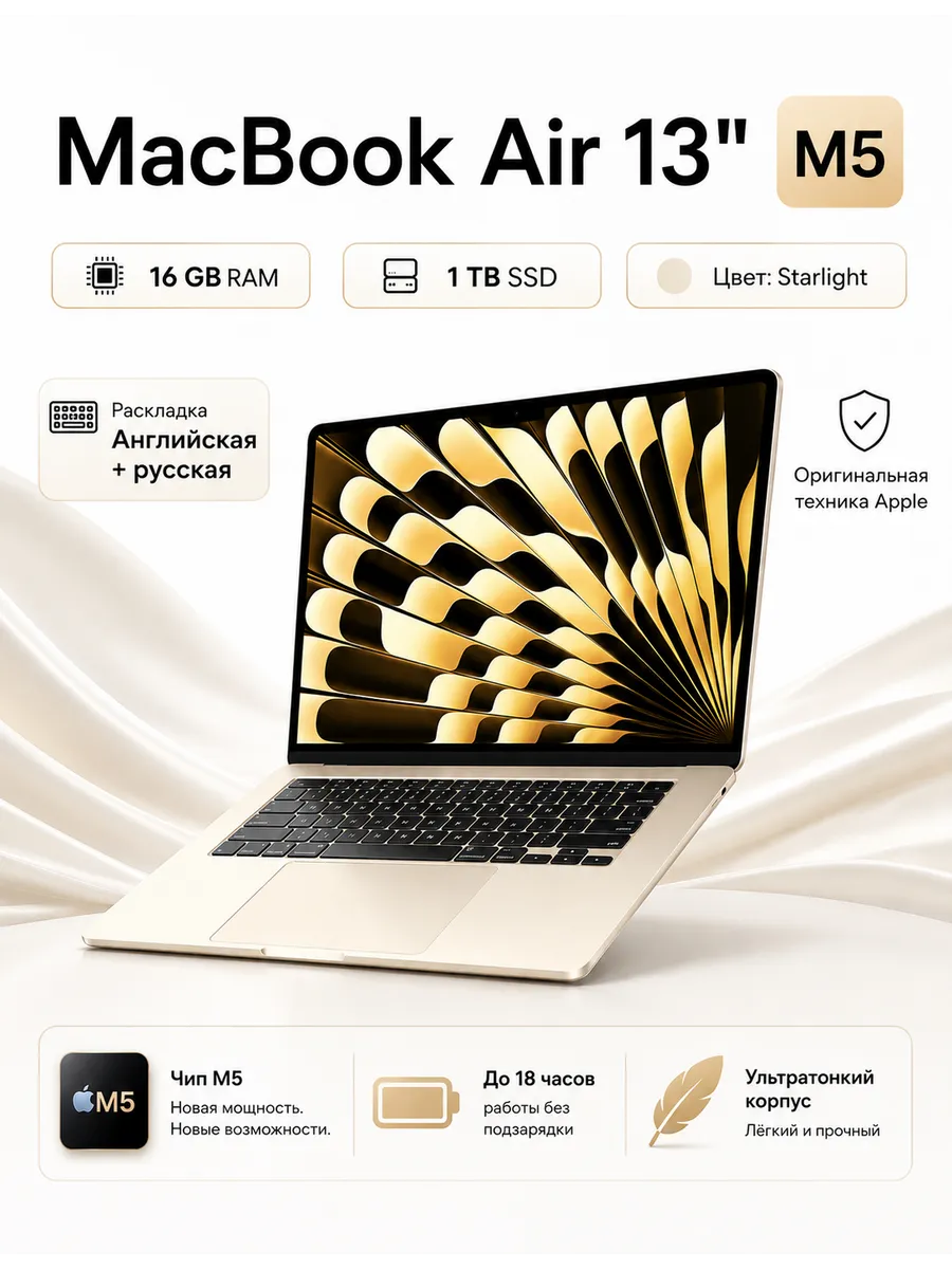 MacBook Air 13 М5 16/1TB Starlight