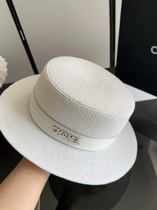 Chanel соломенная шляпа, белый, фото 2
