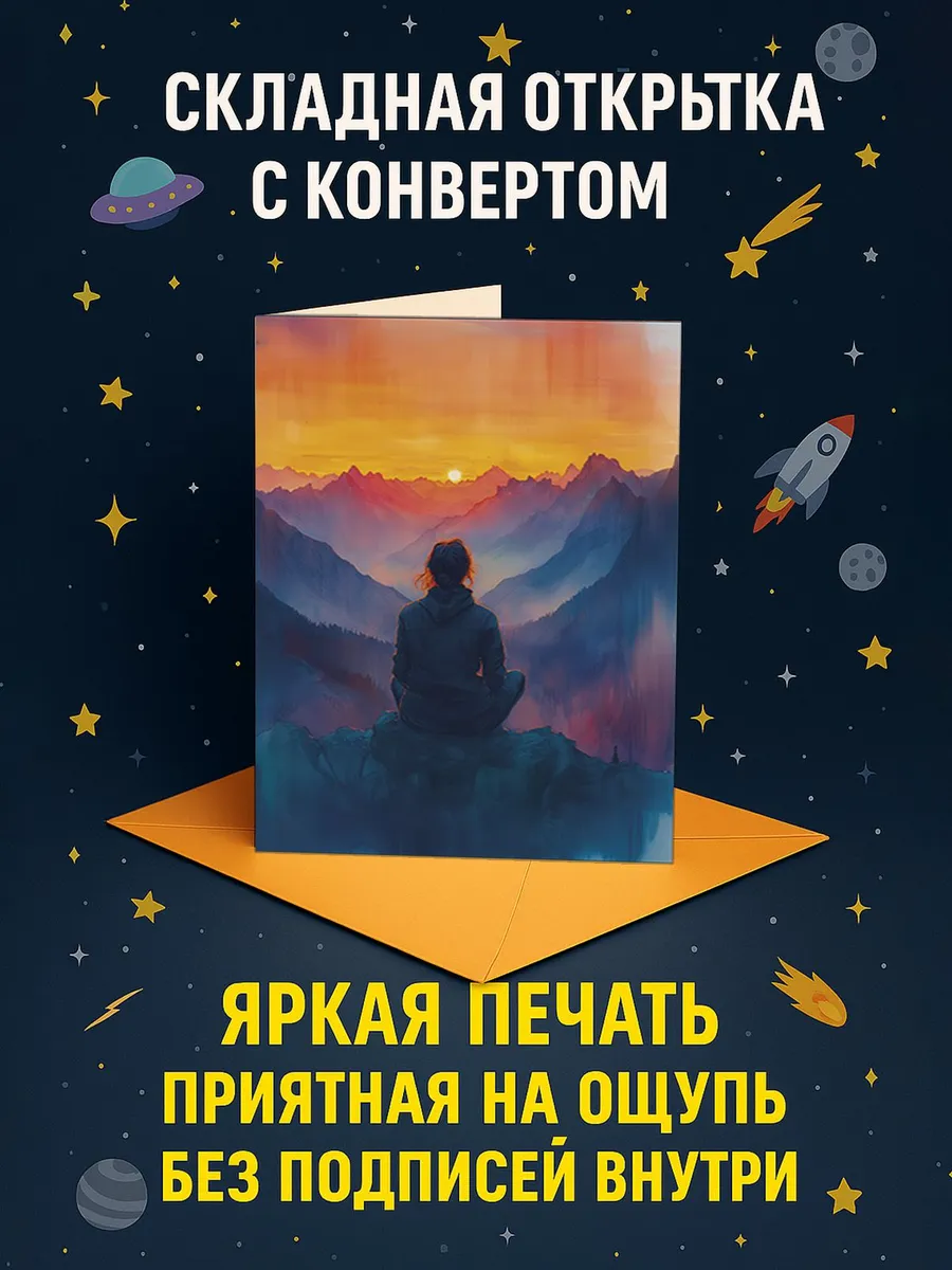 Путешественница достигая вершин мотивирующая открытка