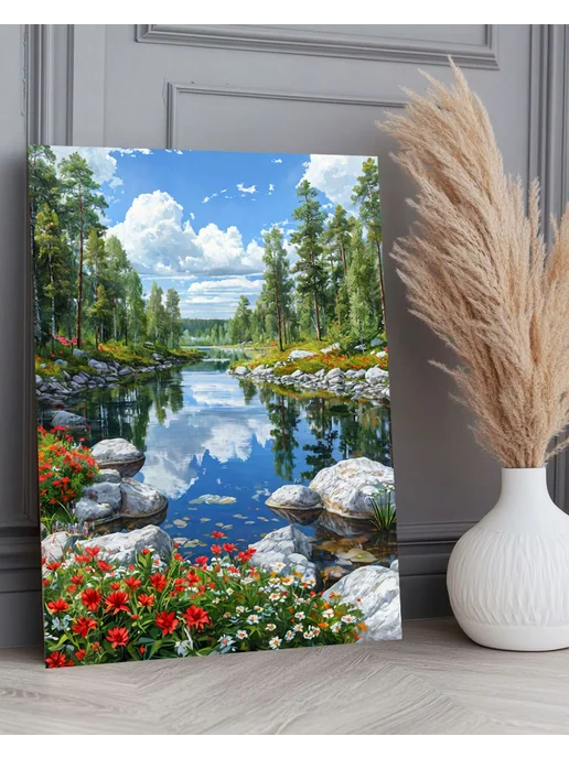 000 Art Hobby Home Картина по номерам на холсте Красивое озеро 40х50, 40x50, фото 2