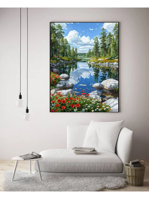 000 Art Hobby Home Картина по номерам на холсте Красивое озеро 40х50, 40x50, фото 3