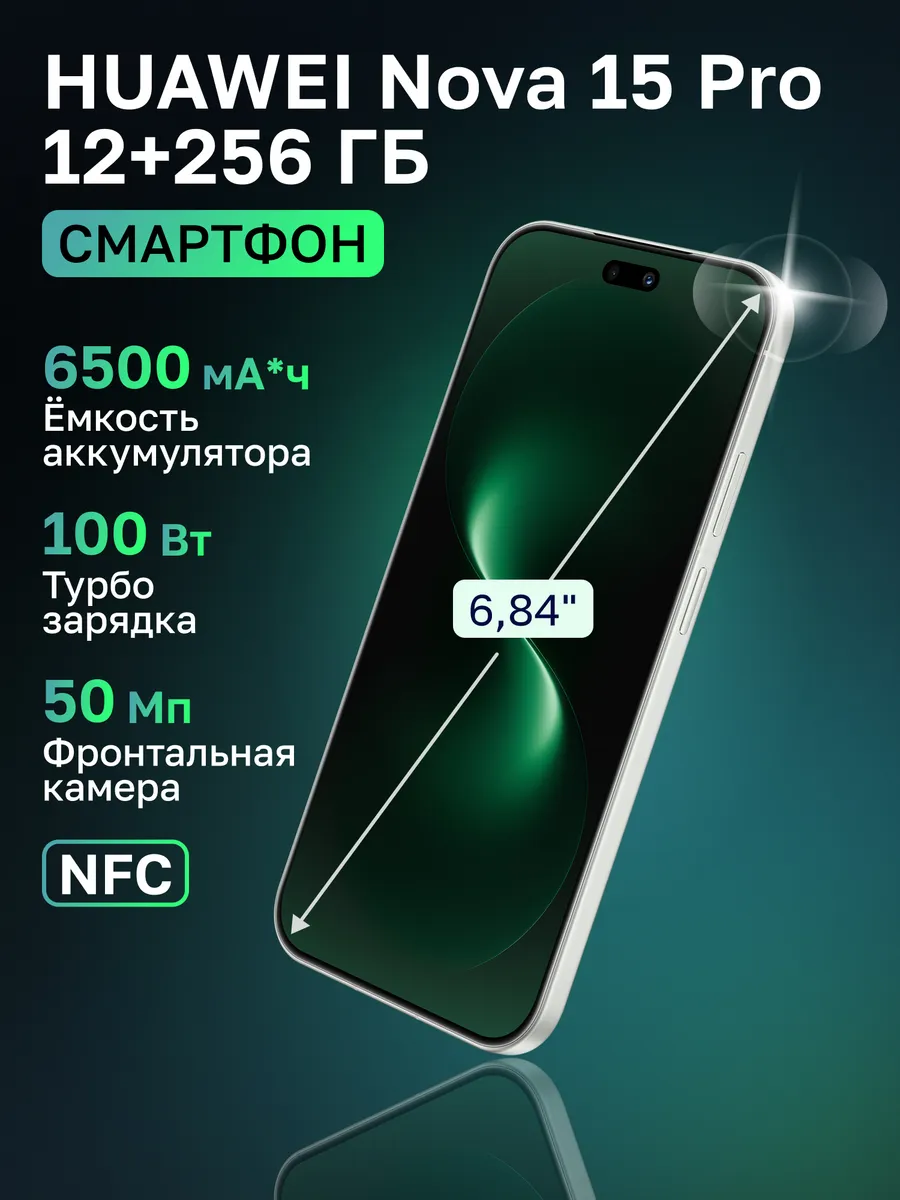 Смартфон nova 15 Pro 12+256ГБ, Мятный (51098TRQ) Huawei 1001039170 купить в интернет‑магазине Wildberries