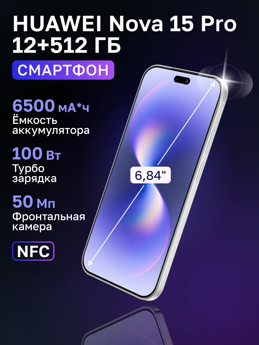 Смартфон nova 15 Pro 12+512ГБ, Белый (51098TRX) Huawei 1001042214 купить в интернет‑магазине Wildberries