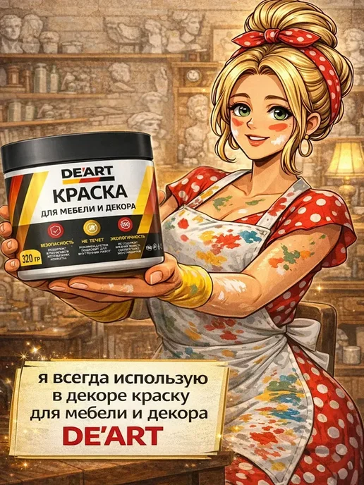 De’art Краска акриловая De'Art для мебели меловая темный венге, коричневый, фото 6