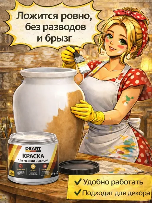 De’art Краска акриловая De'Art для мебели меловая темный венге, коричневый, фото 7