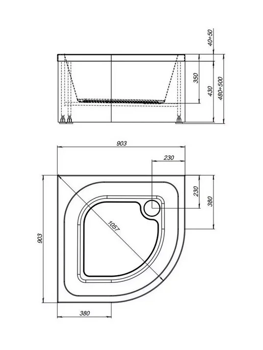 Aquanet Поддон для душа Optimal 90х90 глубокий, 90x90, фото 2
