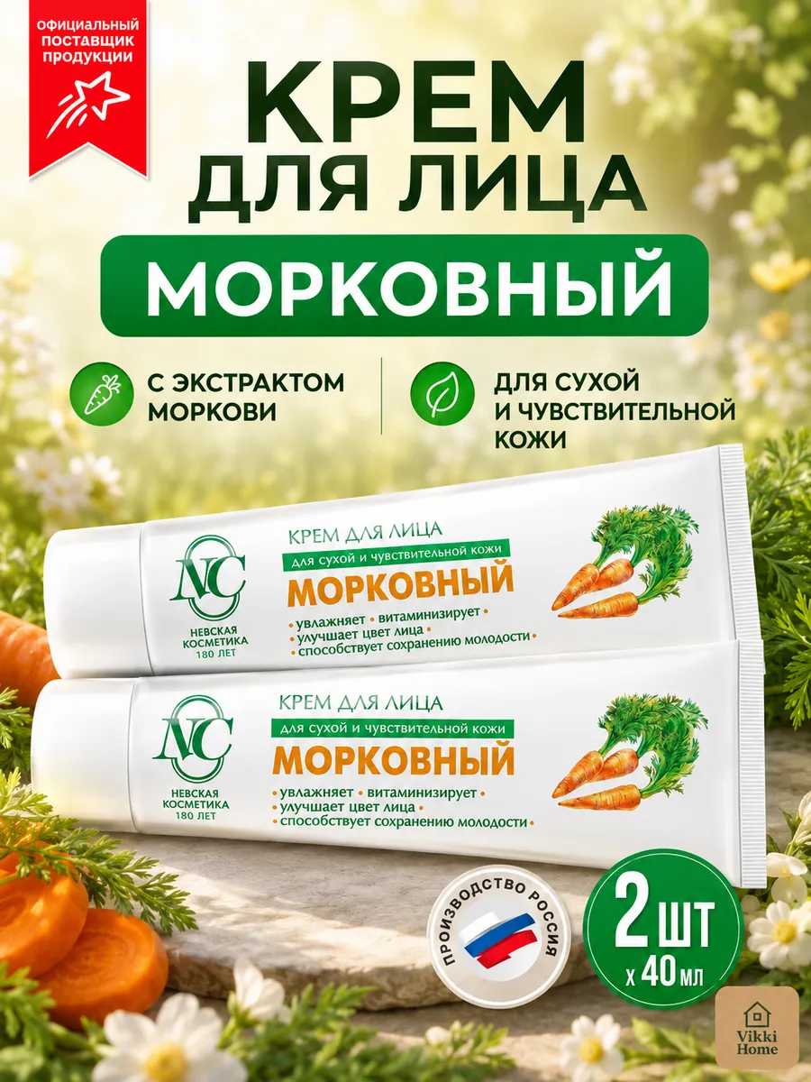 Крем для лица Морковный антивозрастной 2 шт по 40 мл