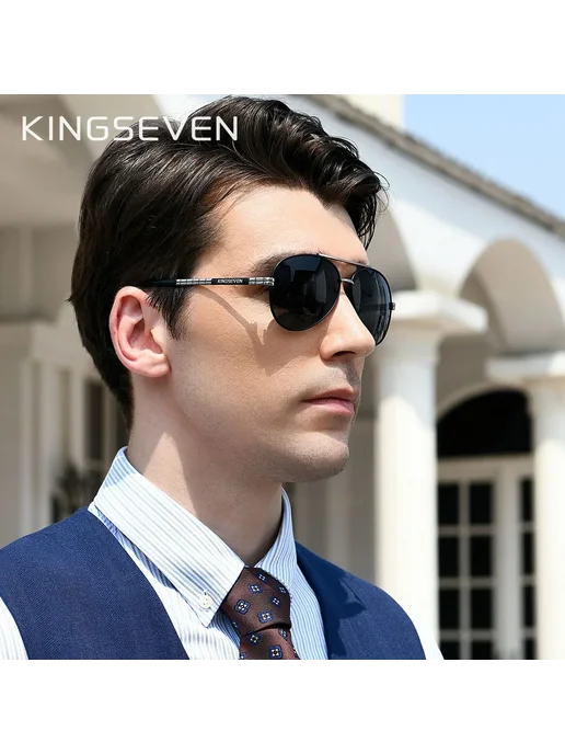 KingSeven мужские солнцезащитные очки, Black Gray, зеленый, фото 2