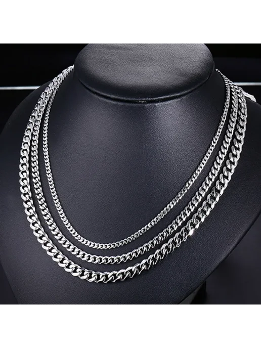 USENSET Кубинская цепочка из нержавеющей стали, Silver, 60CM, серебристый, фото 4