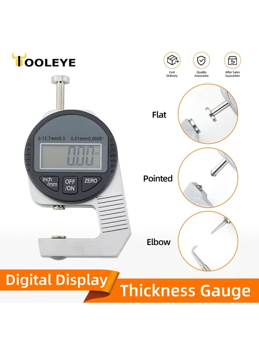 Tooleye Цифровой толщиномер 0-20 мм, Flat Head, 0-20мм, фото 2