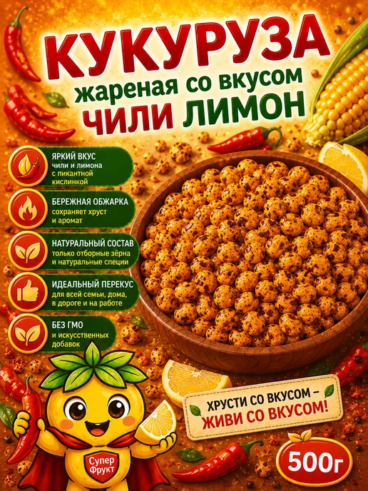 Кукуруза жареная со вкусом чили 500гр, 500 г