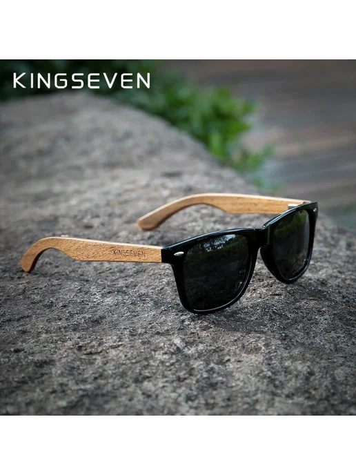KingSeven W5520 солнцезащитные очки, черные линзы, Balck Lea, черный, фото 2