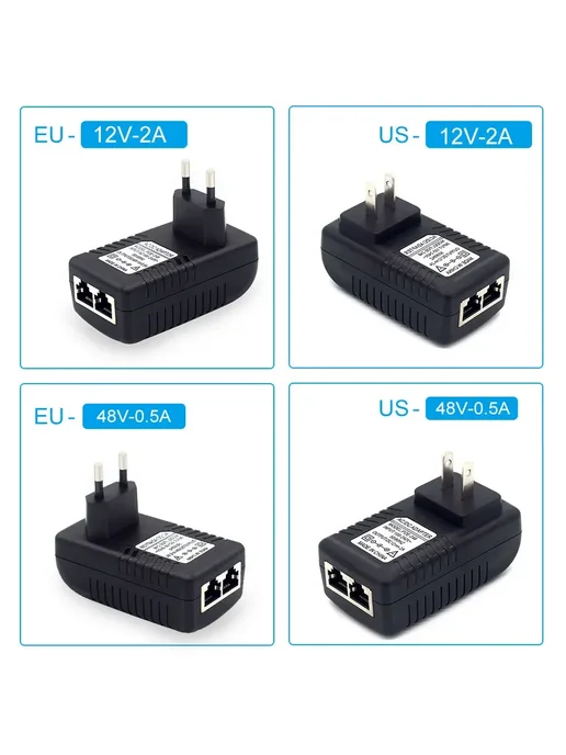 Нет бренда POE-инжектор Ethernet 220В 48В 12В 24Вт, кабель 12V2A EU, 48В 12В 24V1A EU, фото 3