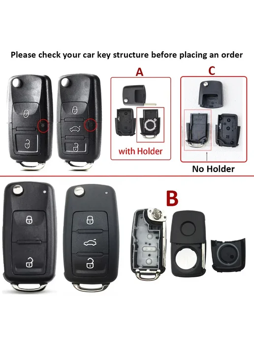 Нет бренда Корпус брелка авто VW 3 кнопки, Color B-upgrade-3 bottons, вариант, фото 4