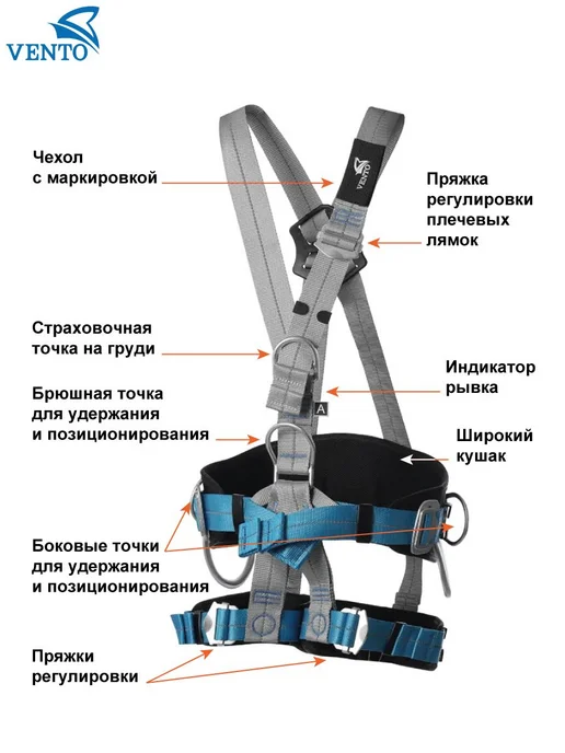 VENTO Привязь страховочная Венто Высота 016 для промальпа, р.1, голубой, фото 3