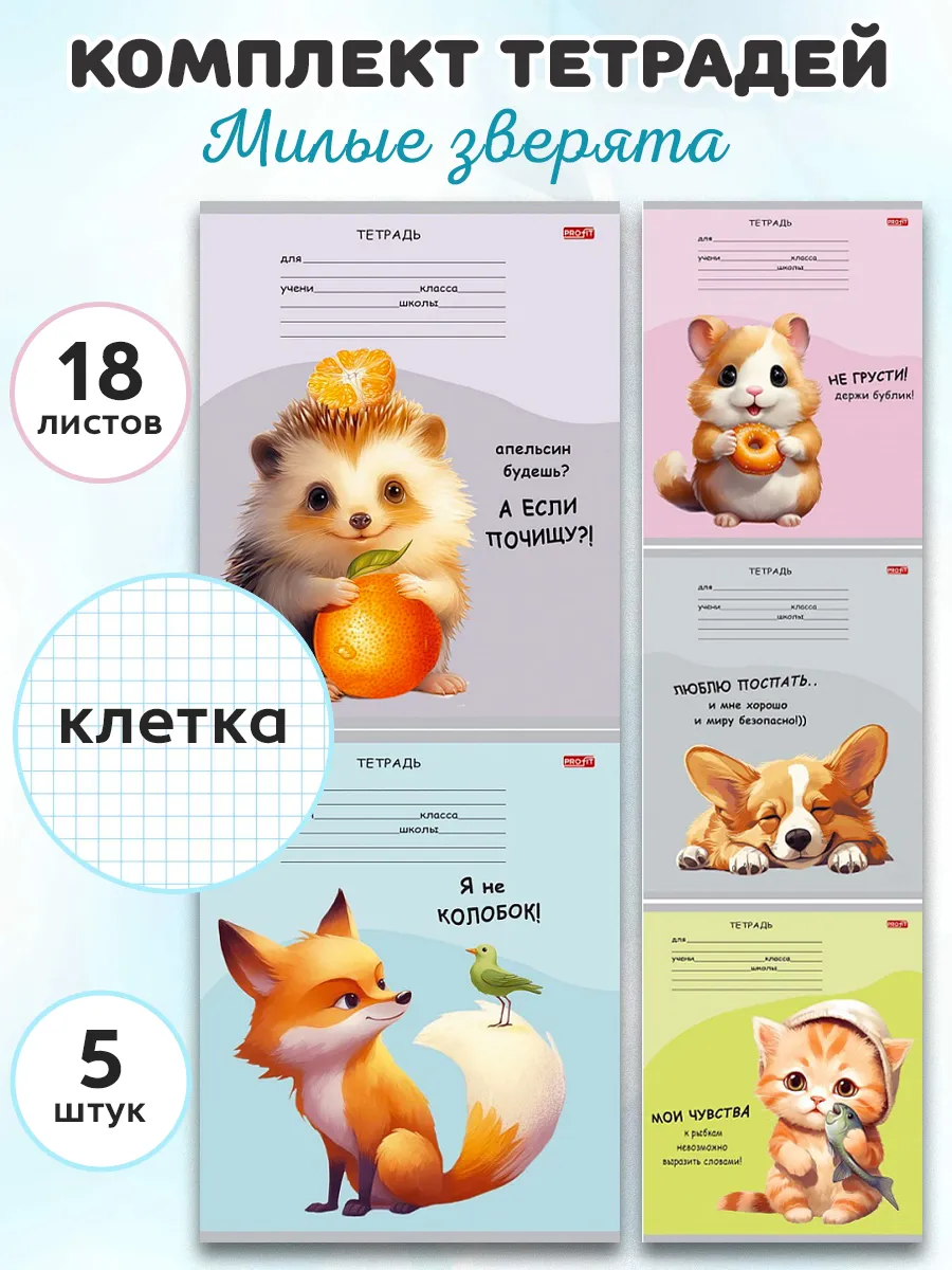 Комплект тетрадей 18 л. в клетку 5 шт