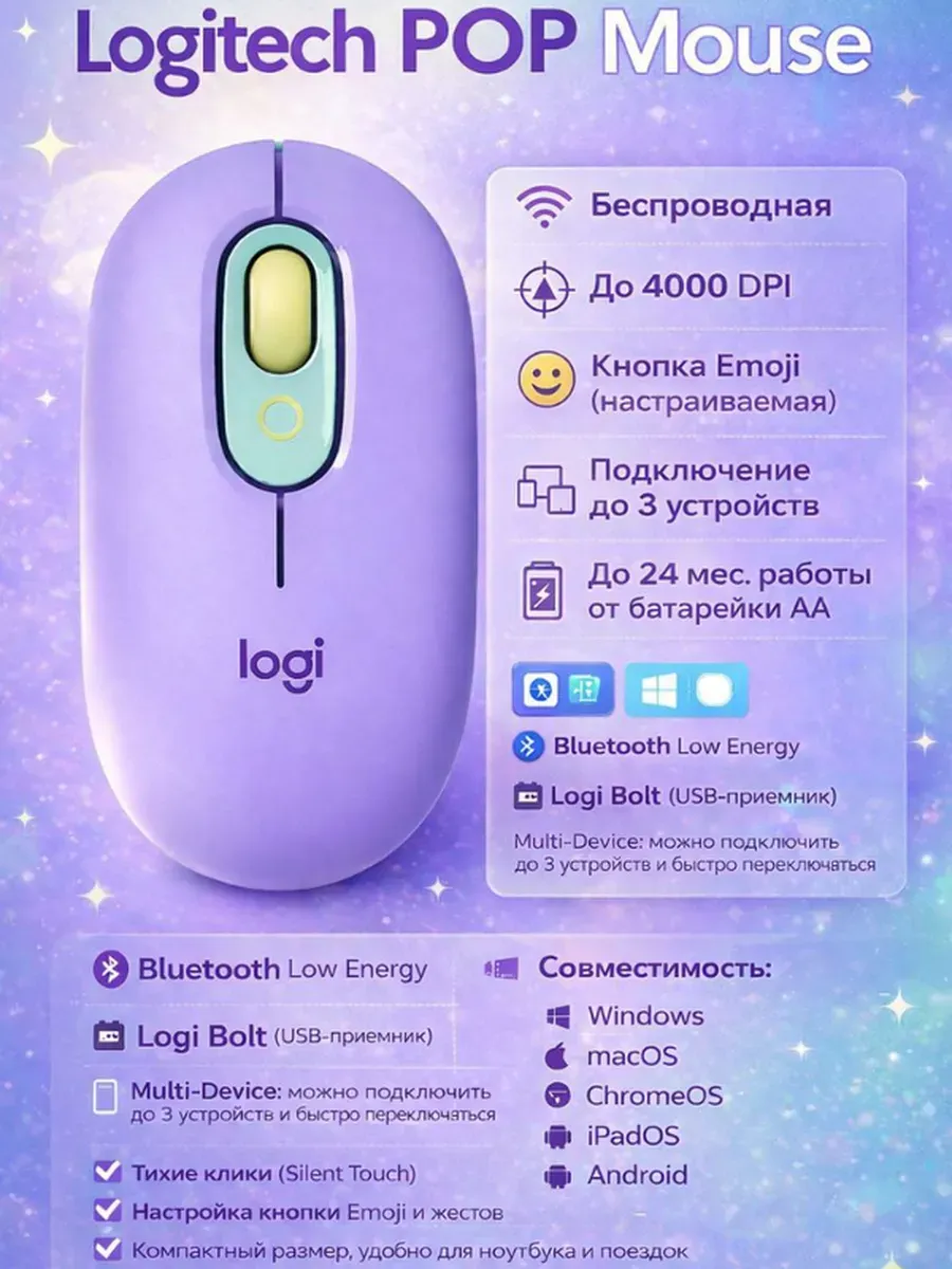LOGITECH Мышь POP Mouse с SmartWheel для работы