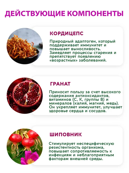 Вастэко Коктейль для Иммунитета с Кордицепсом, Алоэ, витаминами, вариант, фото 4