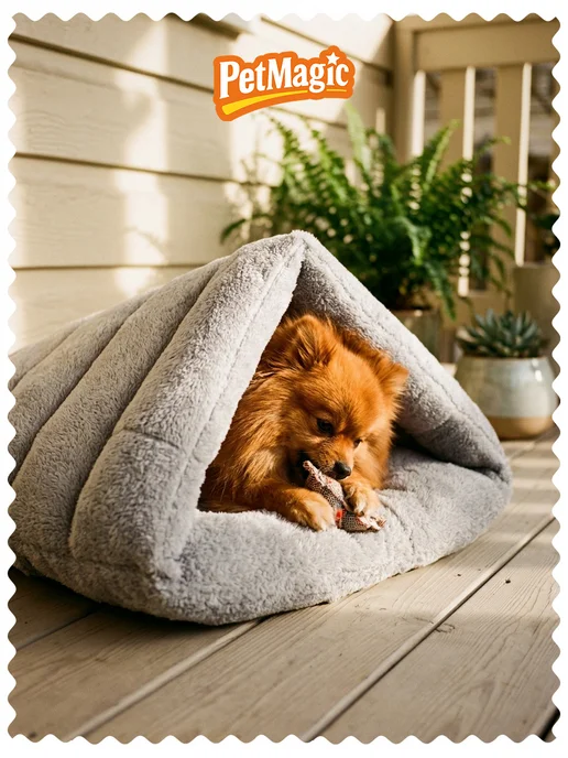 PetMagic Лежанка домик для котов и собак мелких и средних пород, серый, фото 8