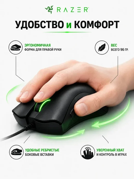 Razer Игровая мышь DeathAdder Essential с проводом, вариант, фото 3