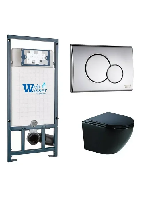WeltWasser Комплект унитаза MARB 507+MERZBACH 041 XL MT-BL+MAR 507 RD, черный