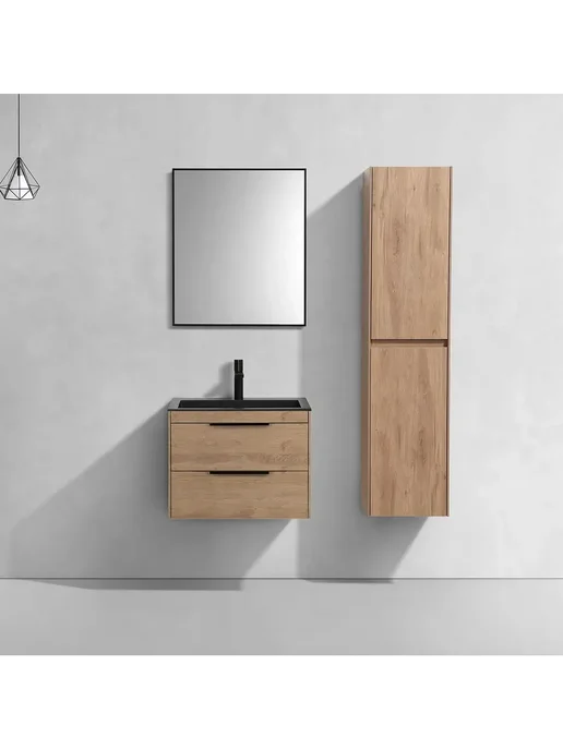 VINCEA Тумба под раковину Chiara 2D 600 N.Oak, белый, фото 3