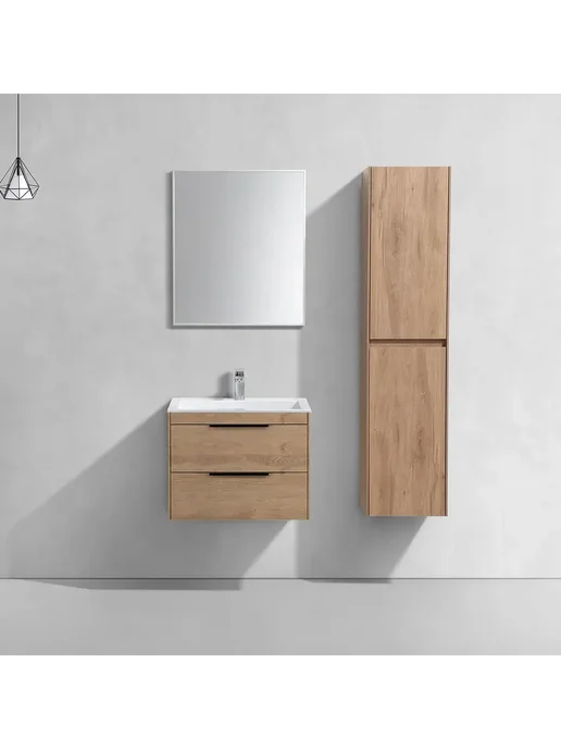 VINCEA Тумба под раковину Chiara 2D 600 N.Oak, белый, фото 4