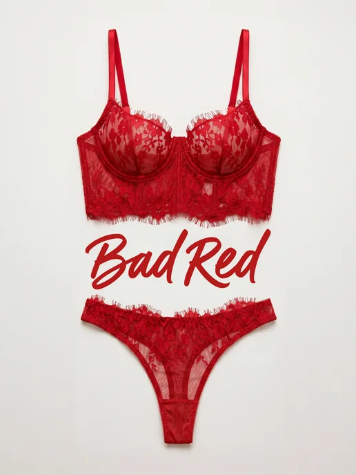 BadRed Комплект нижнего белья кружевной, красный, фото 3
