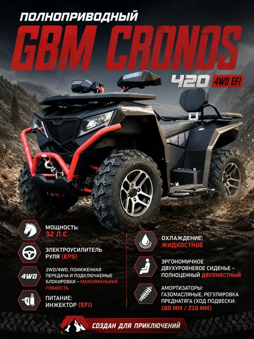 GBM Полноприводный CRONOS 420 4WD EFI кт-зч, черный