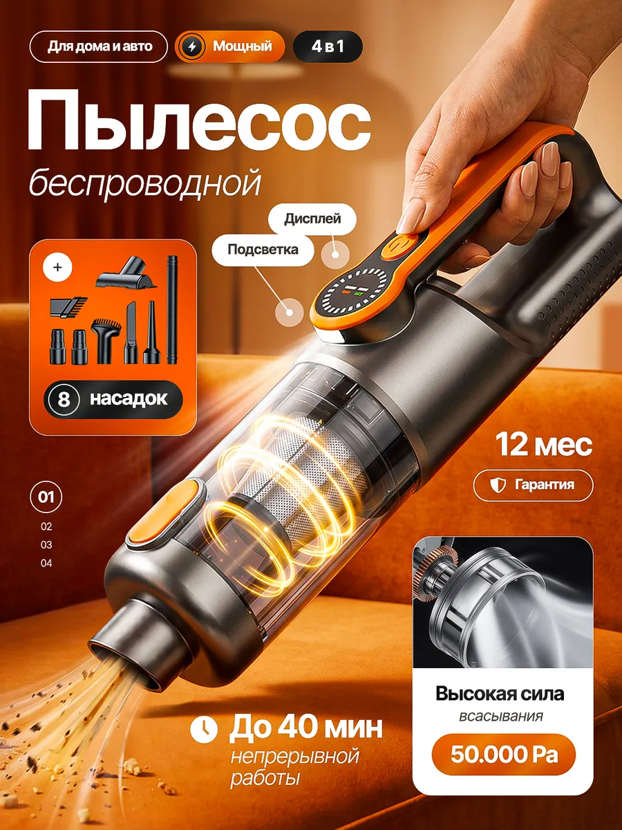 Ручной пылесос для дома беспроводной мини маленький мебели