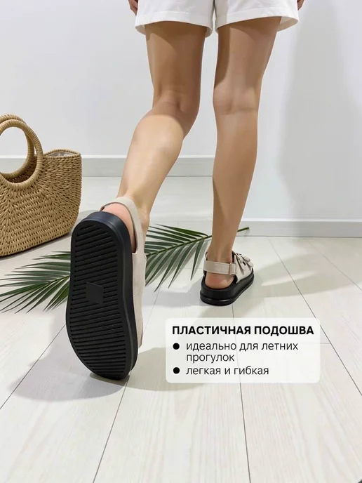 Van Si Босоножки летние сандалии биркенштоки, белый, фото 4