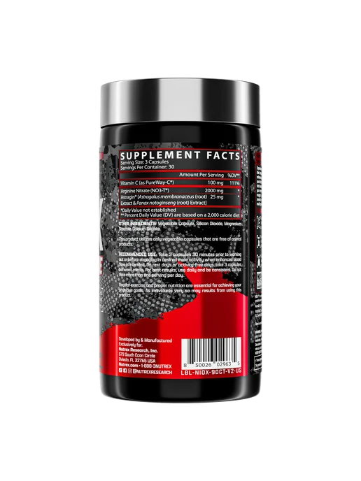 Nutrex Предтренировочный комплекс NIOX Nitric Oxide 90 капсул, вариант, фото 4
