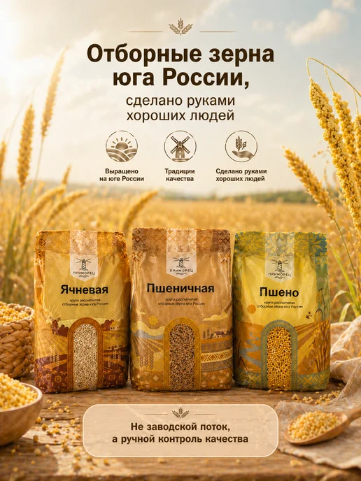 ПРИМОРЕЦ Крупа Пшено 2 шт по 500 г, 1 шт, 500 г, фото 7