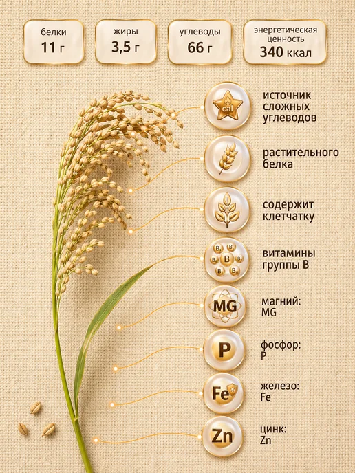 ПРИМОРЕЦ Крупа Пшено 2 шт по 500 г, 2 шт, 500 г, фото 2
