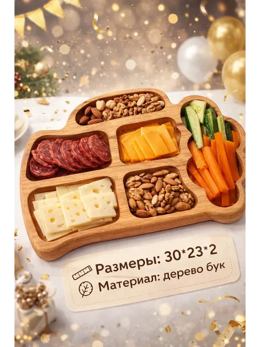 лакси Менажница деревянная для закусок детская, бежевый, фото 3