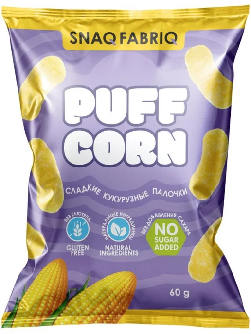 SNAQ FABRIQ Снеки Кукурузные палочки Puff Corn 4 x 60 г, Микс 2, 4x60, 60 г, фото 2