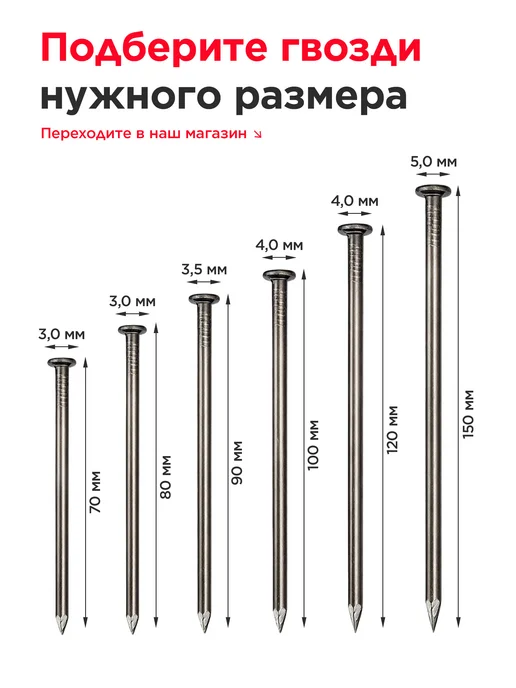 VELVET MEBEL Гвозди строительные 3,5х90мм (упаковка 0,5 кг), 500 г, фото 7