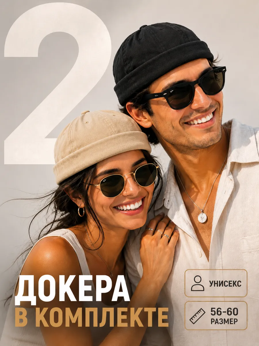 Набор докер кепка без козырька 2 шт