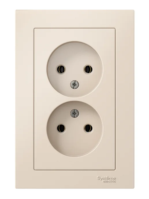 Systeme Electric Розетка бежевая двойная без заземления Atlas Design, бежевый, фото 4