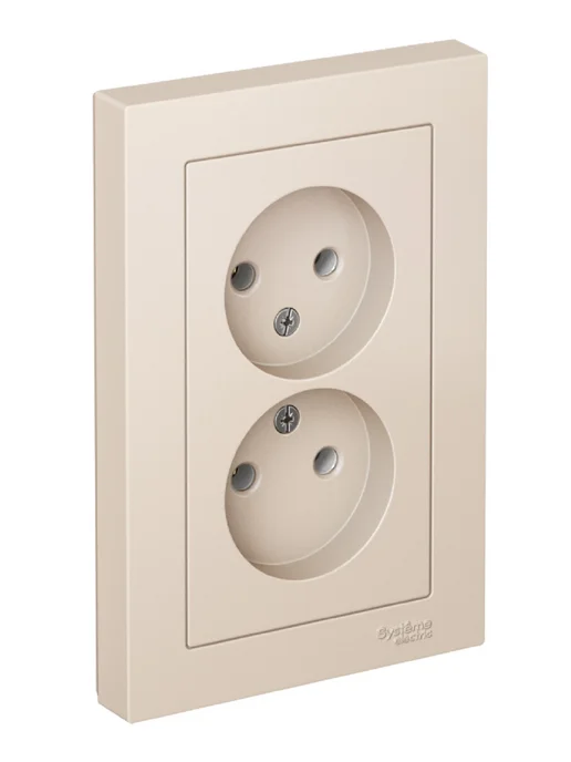 Systeme Electric Розетка бежевая двойная без заземления Atlas Design, бежевый, фото 5