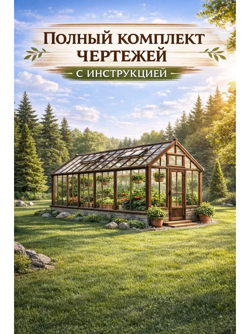 Проект теплицы с деревянным каркасом 6х3м на бумаге, 3 м, фото 3
