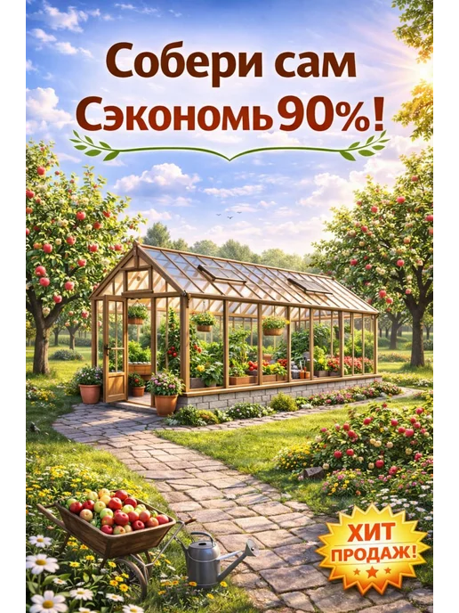 Проект теплицы с деревянным каркасом 6х3м на бумаге, 3 м, фото 4